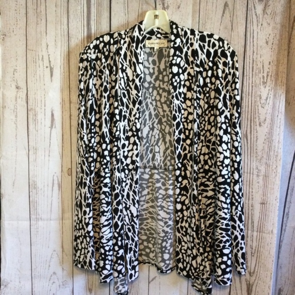 Evan-Picone Women's Black and White Animal Print Jacket Office Dressy Size XL